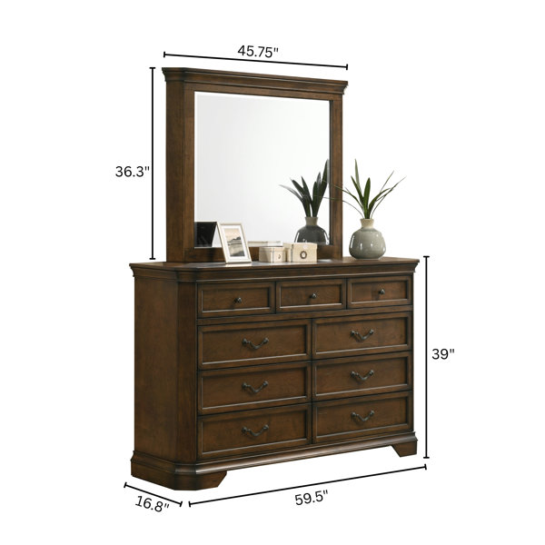 Charlton Home® Cressa 9 Drawer 59.5'' W with Mirror & Reviews